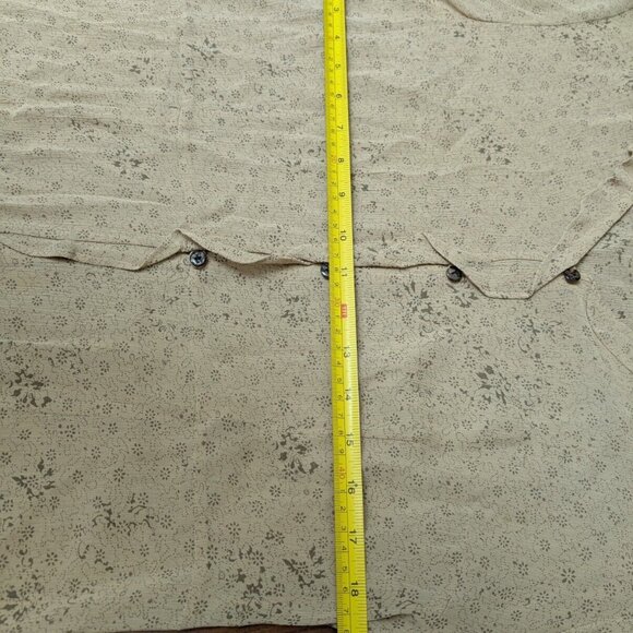 J.Jill Tan Button-Up Top Women's M Rayon Sheer Blouse Floral L/S Fairy Whimsy - Picture 10 of 16